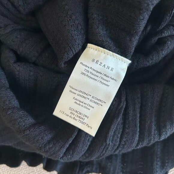 BEST Sezane Joey Midi Dress Small Black Noir French Knit Classic Low Back - Picture 9 of 10